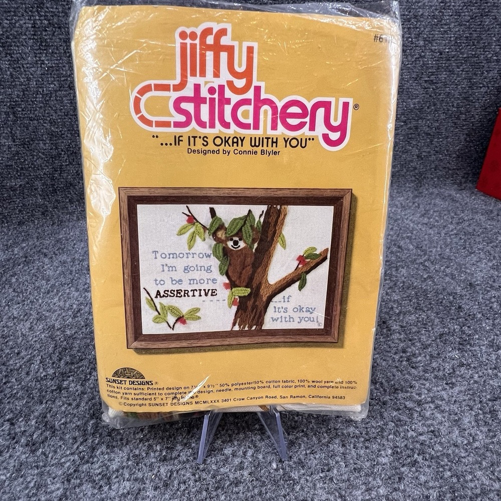 1980 Jiffy Stitchery If At First Koala 5x7 Stamped Embroidery Kit #620